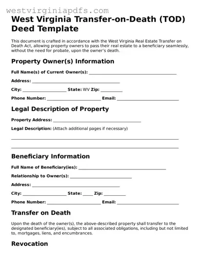 Free Transfer-on-Death Deed Document for West Virginia State