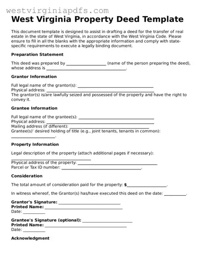 Free Deed Document for West Virginia State