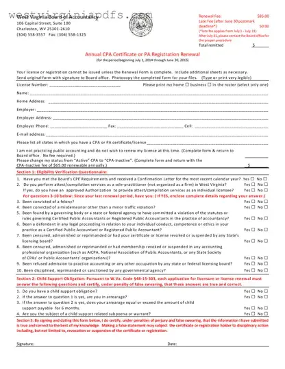 Fill Out a Valid Wv Cpa Renewal Form