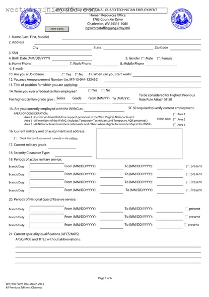 Fill Out a Valid Wv Guard Hro 300 Form