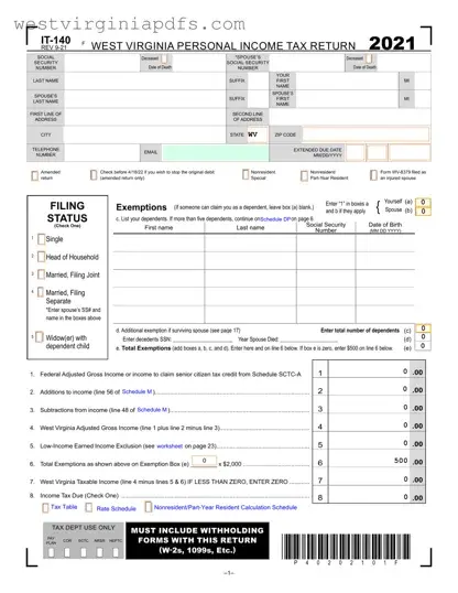 Fill Out a Valid Wv It 140 Form