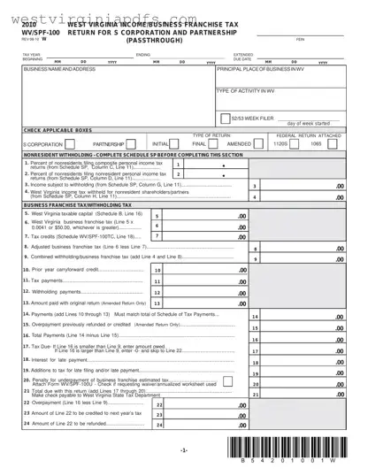Fill Out a Valid Wv Spf 100 Form
