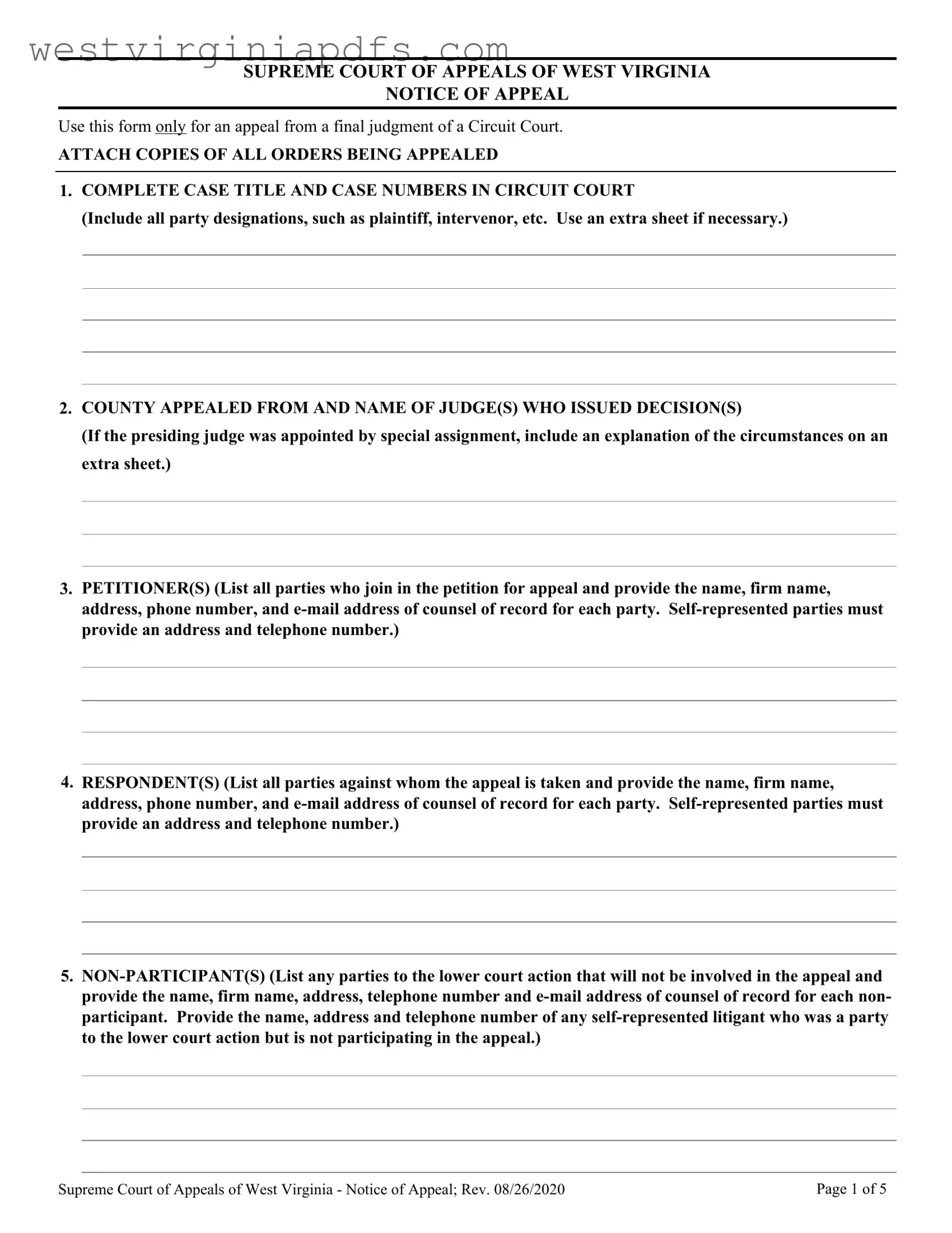 Fill Out a Valid West Virginia Appeal Form