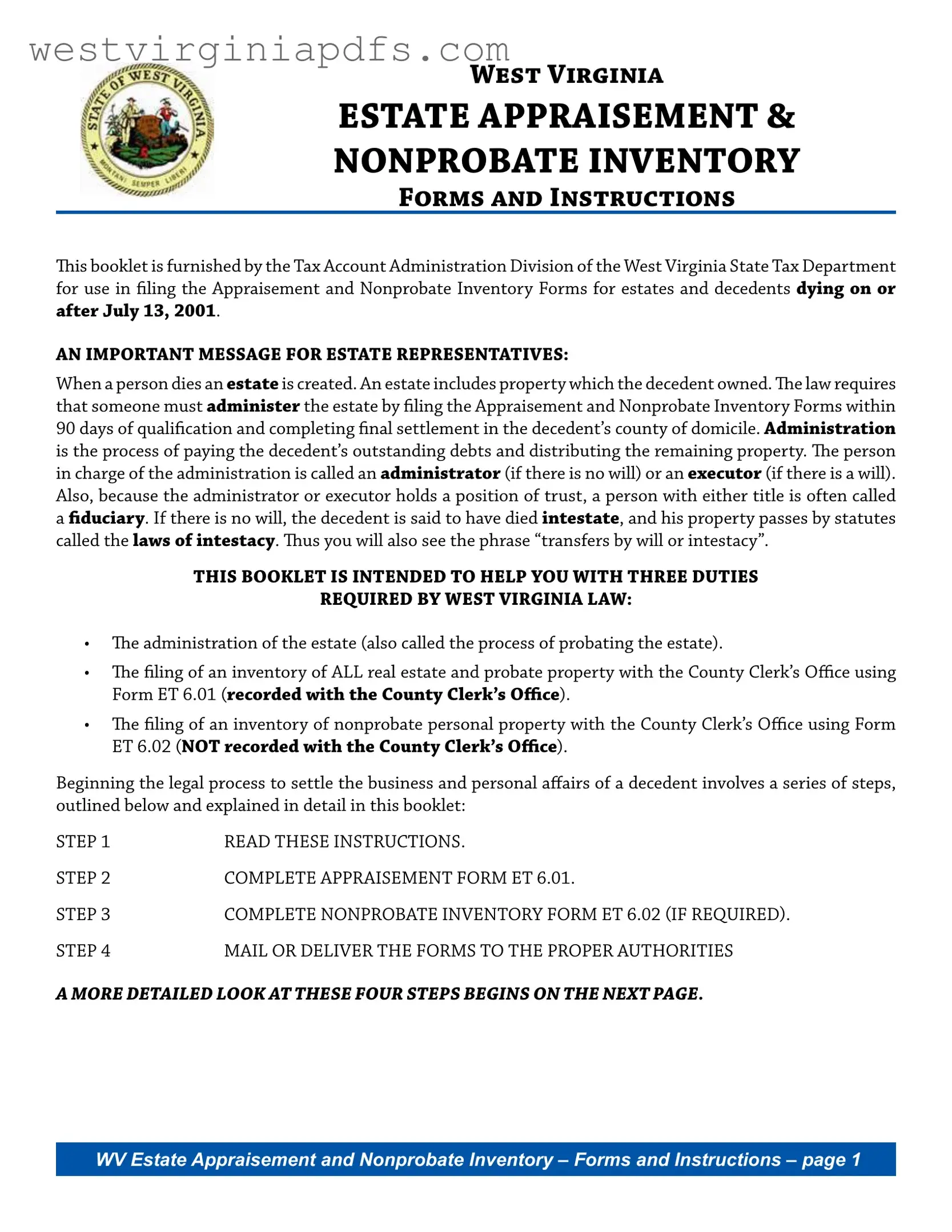 Fill Out a Valid West Virginia Estate Form