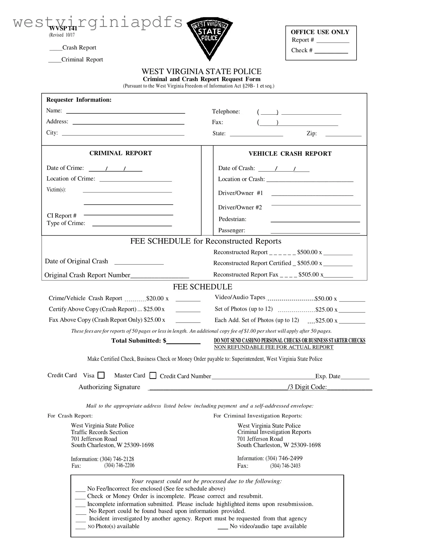 Fill Out a Valid West Virginia Police Report Form