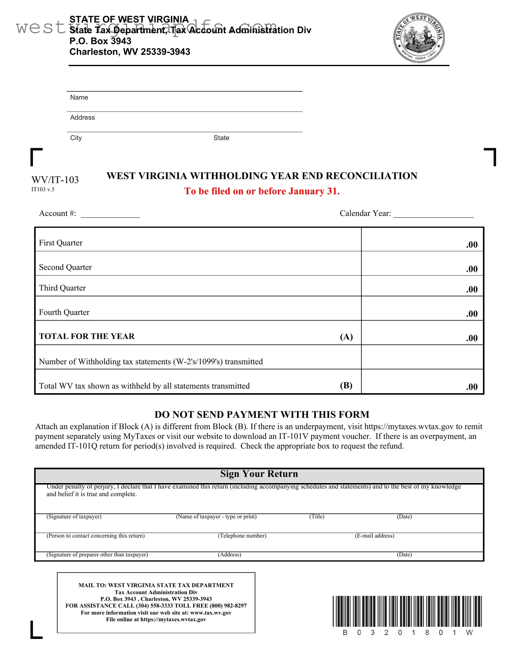 Fill Out a Valid Wv 103 Form