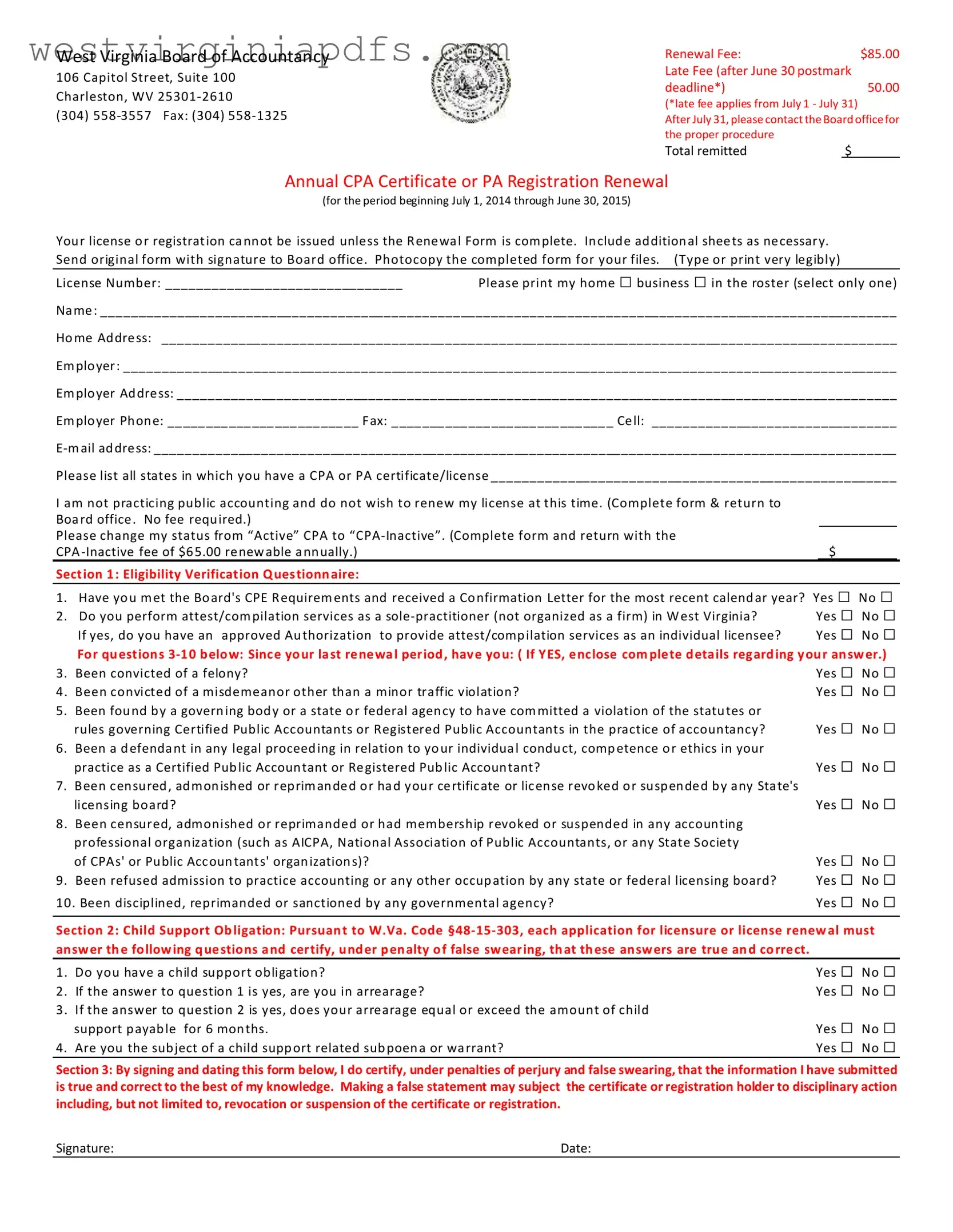 Fill Out a Valid Wv Cpa Renewal Form