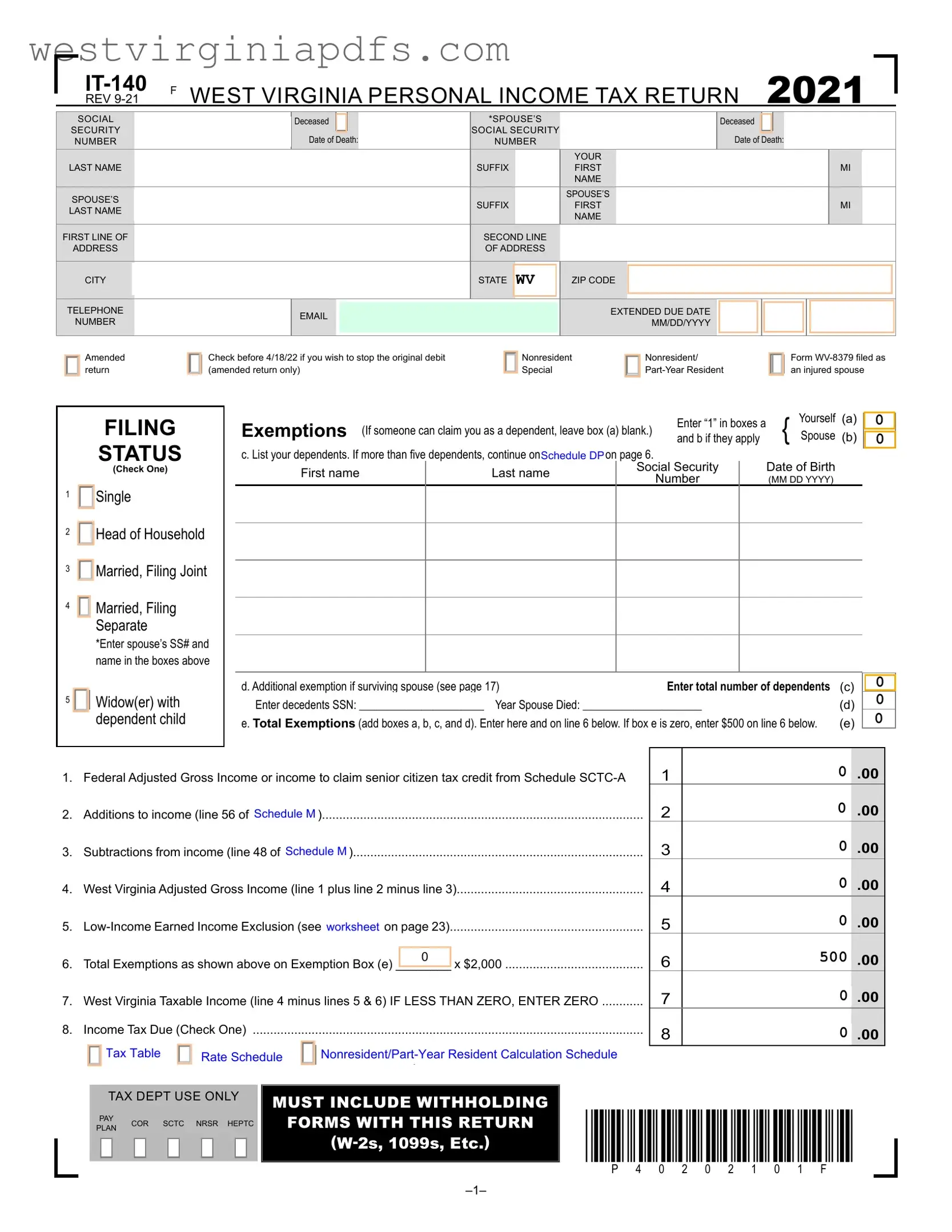 Fill Out a Valid Wv It 140 Form