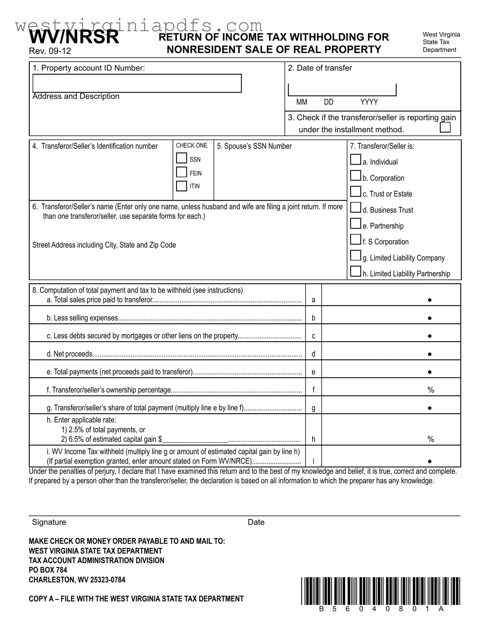 Fill Out a Valid Wv Nrsr Form